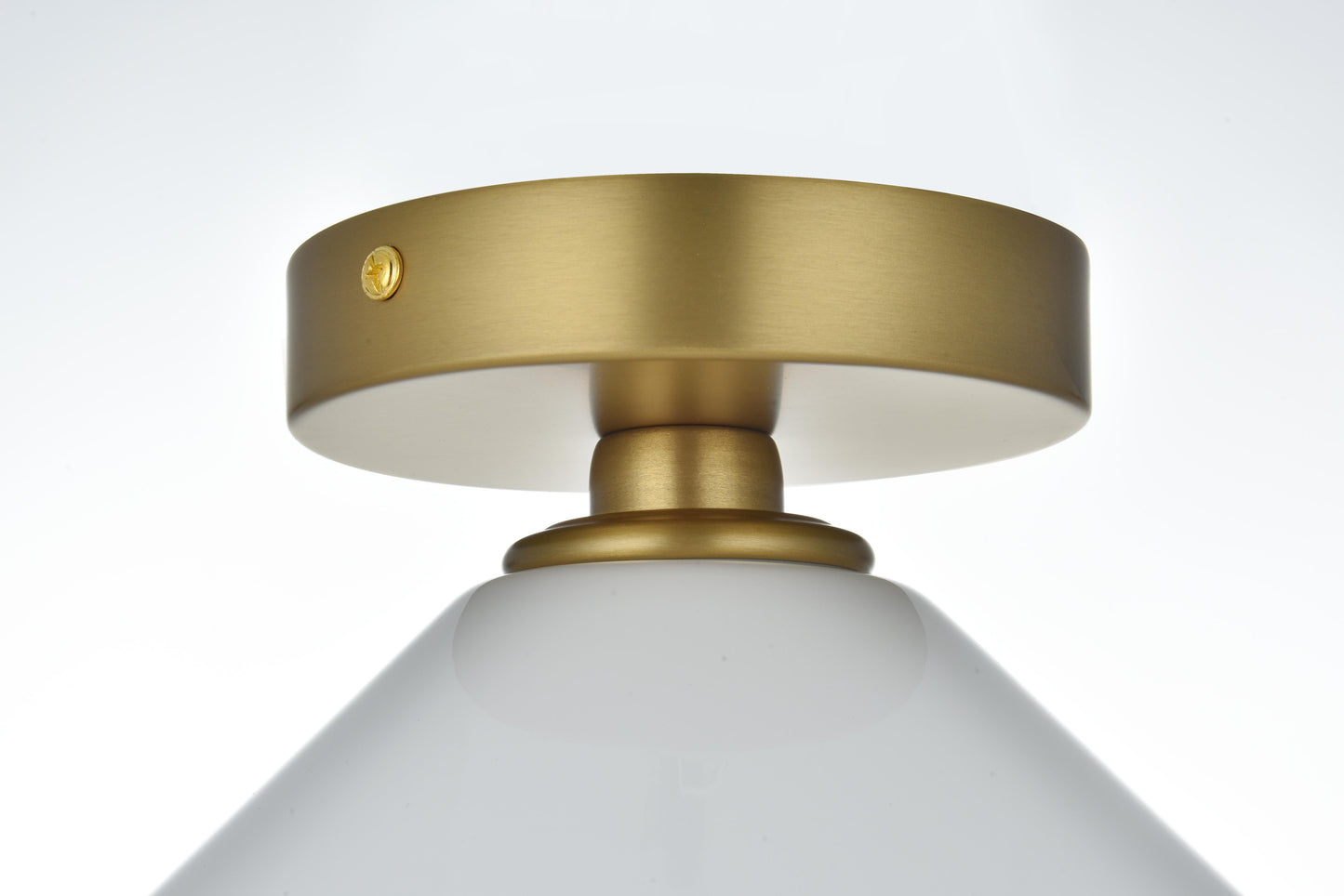 Gene 8 Inch Flush Mount Frosted White Shade in Satin Gold