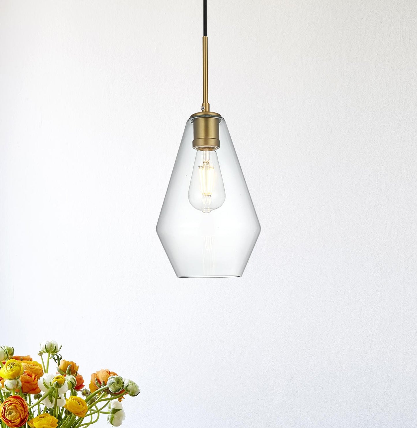 Gene 7 Inch Pendant Clear Shade in Satin Gold