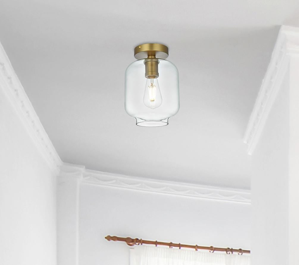 Collier 7.5 Inch Flush Mount Clear Shade in Satin Gold