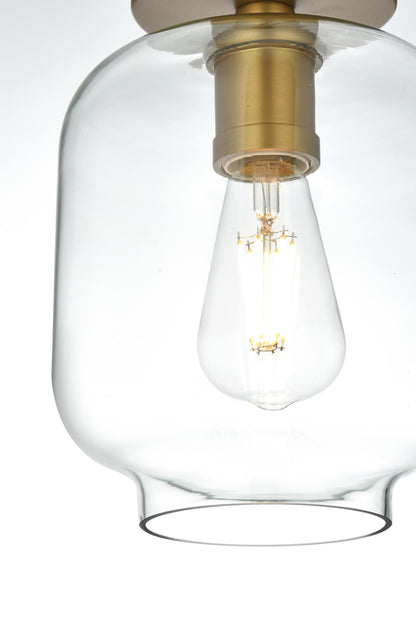 Collier 7.5 Inch Flush Mount Clear Shade in Satin Gold