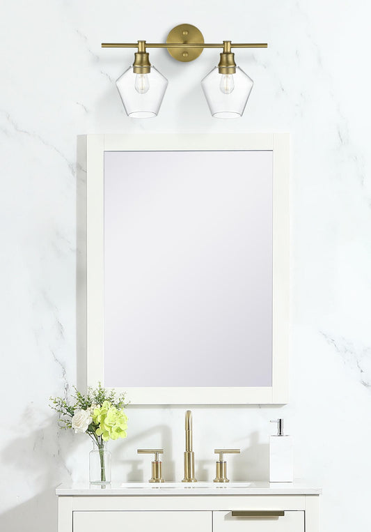 Gene 2 Light Satin Gold and Clear Glass Wall Sconce