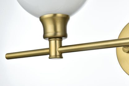 Collier 2 Light Satin Gold and Frosted White Glass Wall Sconce