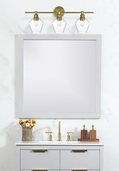 Gene 3 Light Satin Gold and Clear Glass Wall Sconce