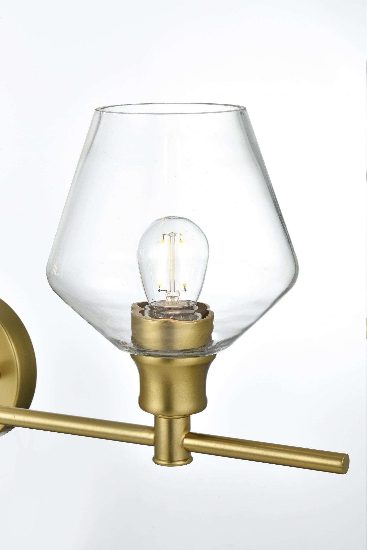 Gene 3 Light Satin Gold and Clear Glass Wall Sconce