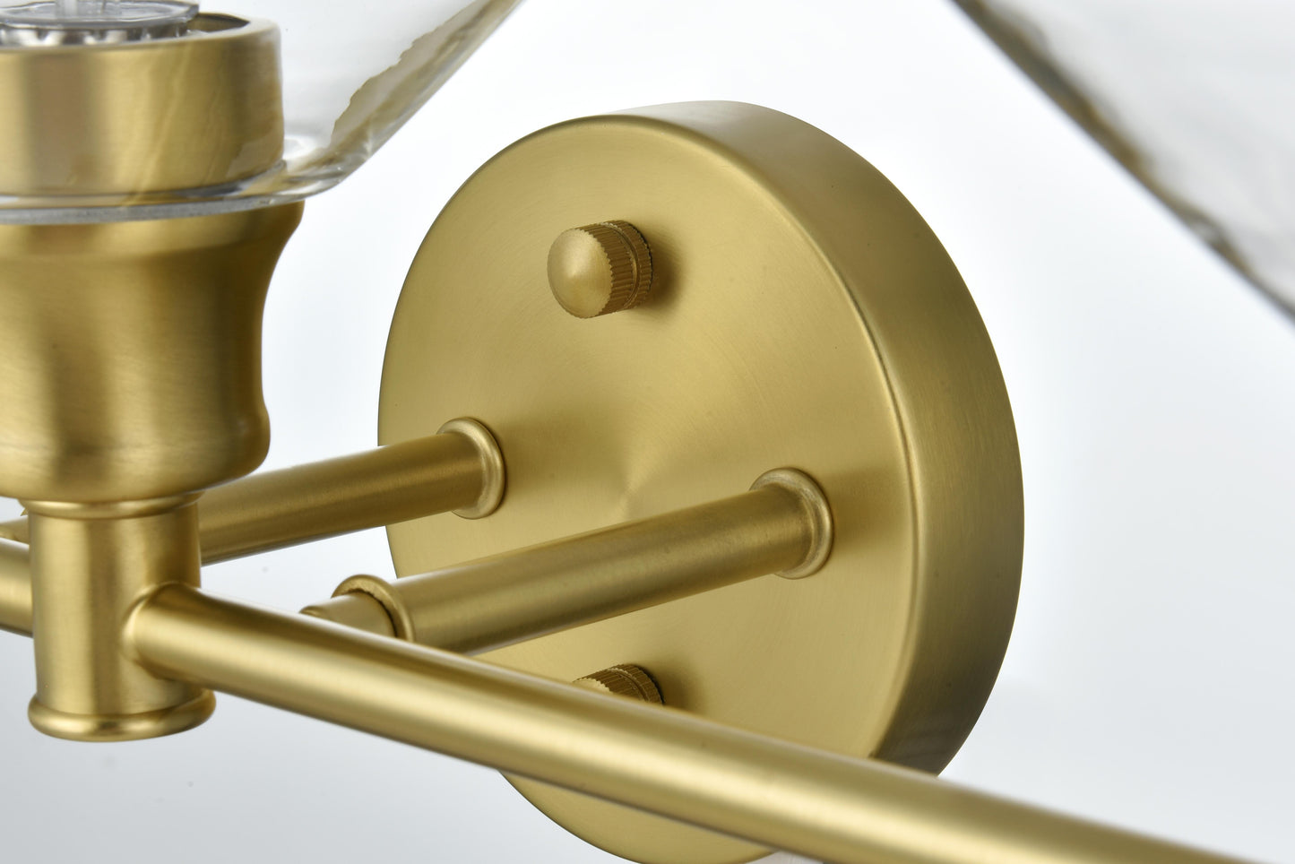 Gene 3 Light Satin Gold and Clear Glass Wall Sconce