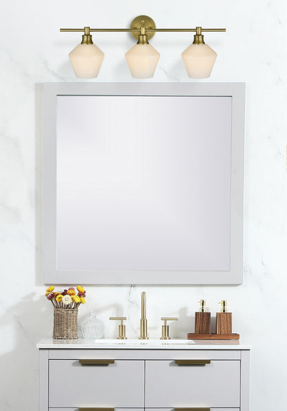 Gene 3 Light Satin Gold and Frosted White Glass Wall Sconce