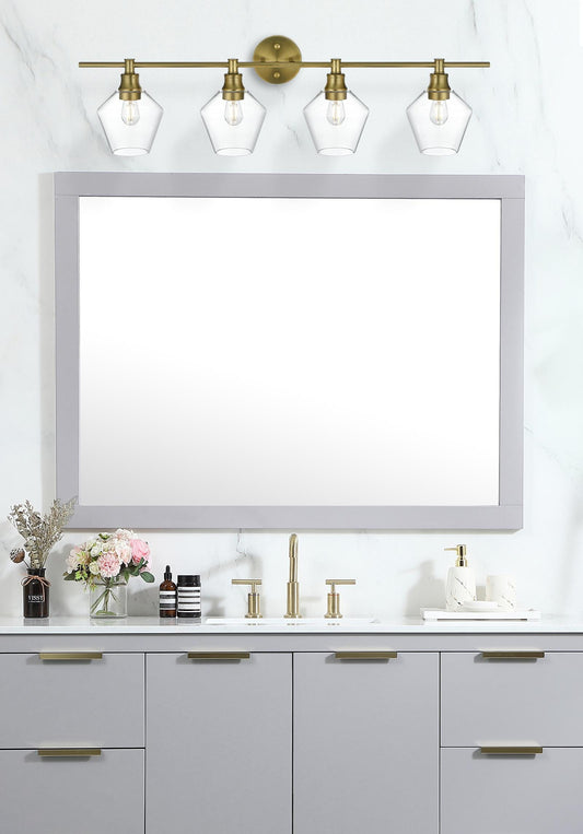 Gene 4 Light Satin Gold and Clear Glass Wall Sconce