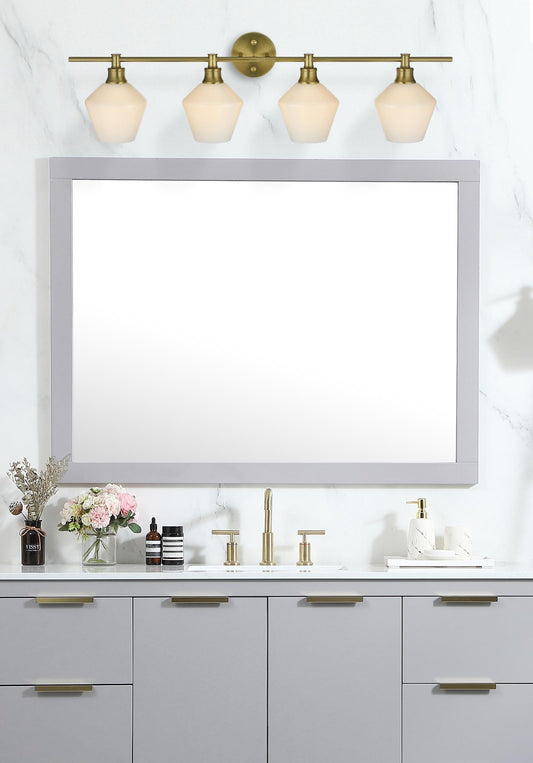 Gene 4 Light Satin Gold and Frosted White Glass Wall Sconce