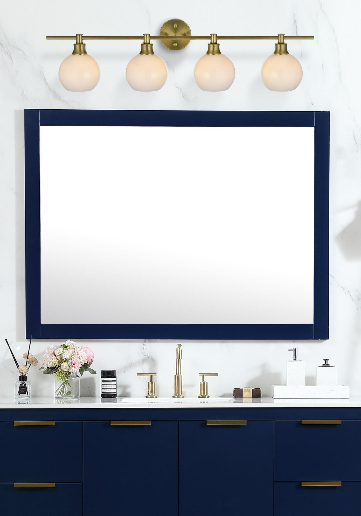 Collier 4 Light Satin Gold and Frosted White Glass Wall Sconce