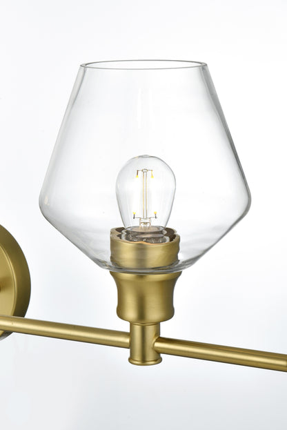 Gene 5 Light Satin Gold and Clear Glass Wall Sconce