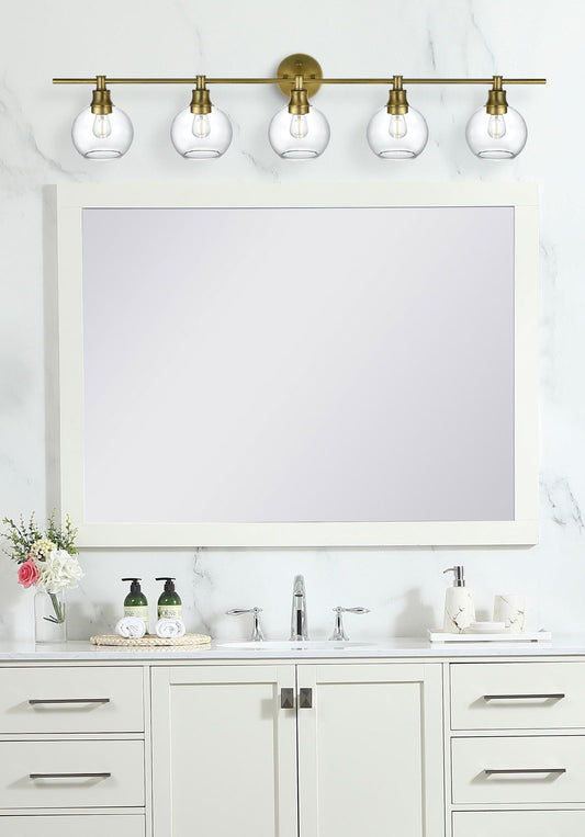 Collier 5 Light Satin Gold and Clear Glass Wall Sconce