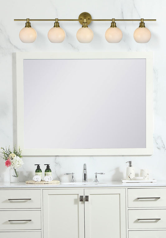 Collier 5 Light Satin Gold and Frosted White Glass Wall Sconce