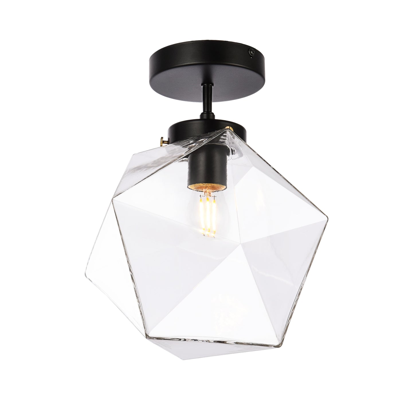 Lawrence 1 light black and clear glass flush mount