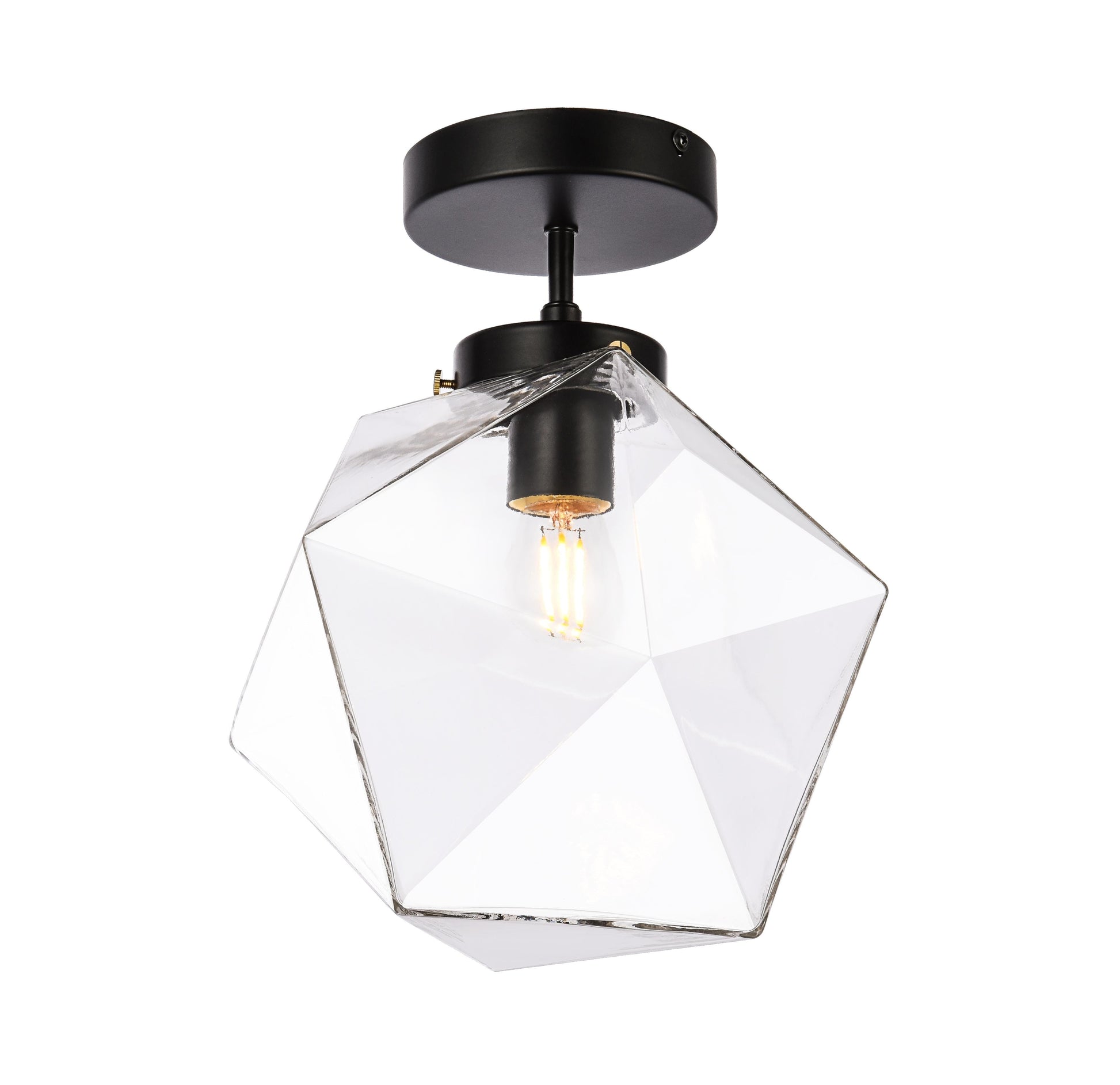 Lawrence 1 light black and clear glass flush mount