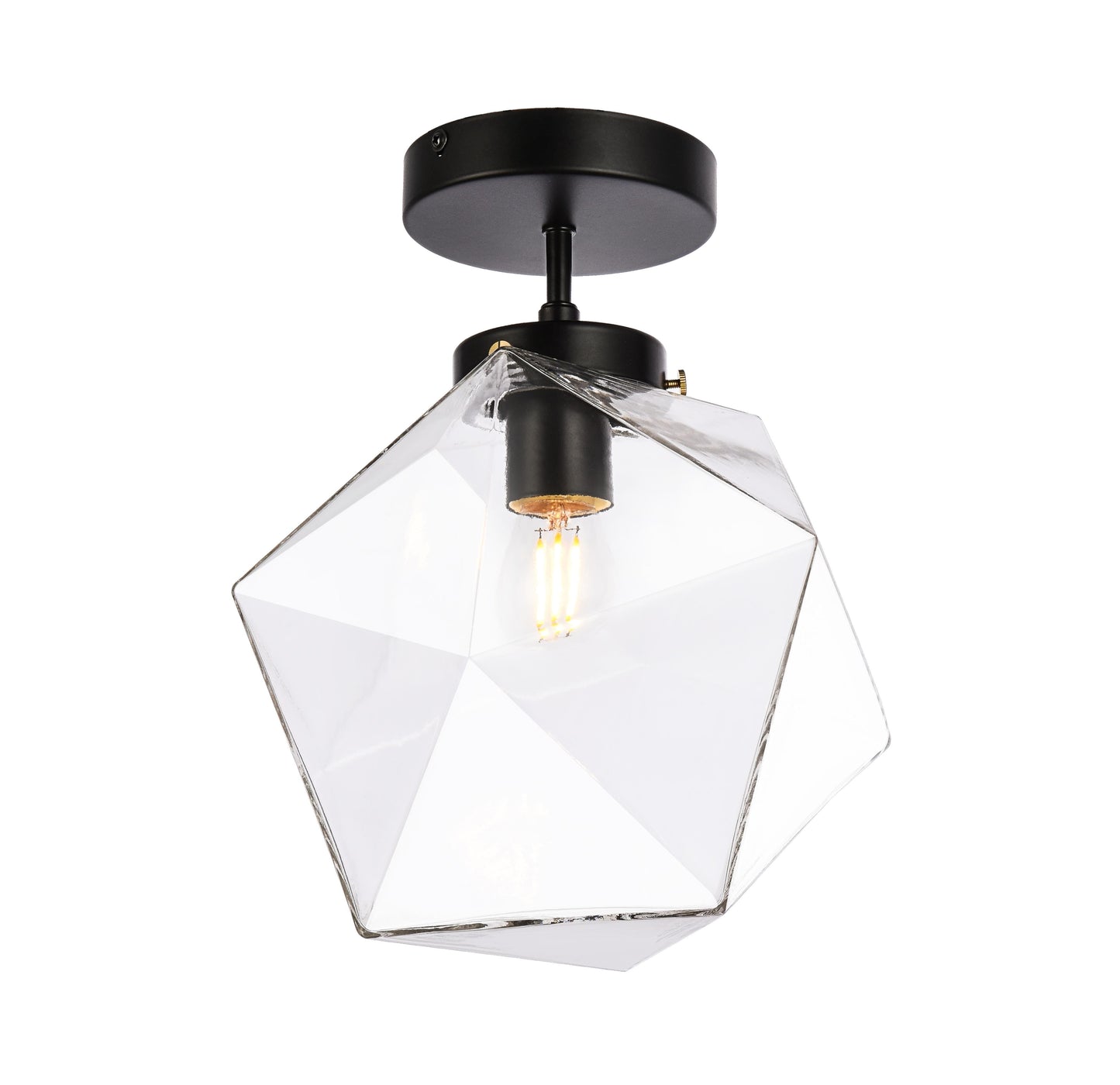 Lawrence 1 light black and clear glass flush mount