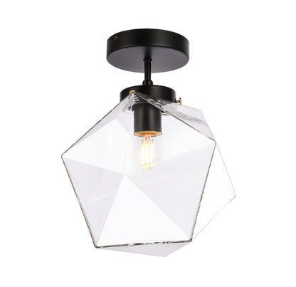 Lawrence 1 light black and clear glass flush mount