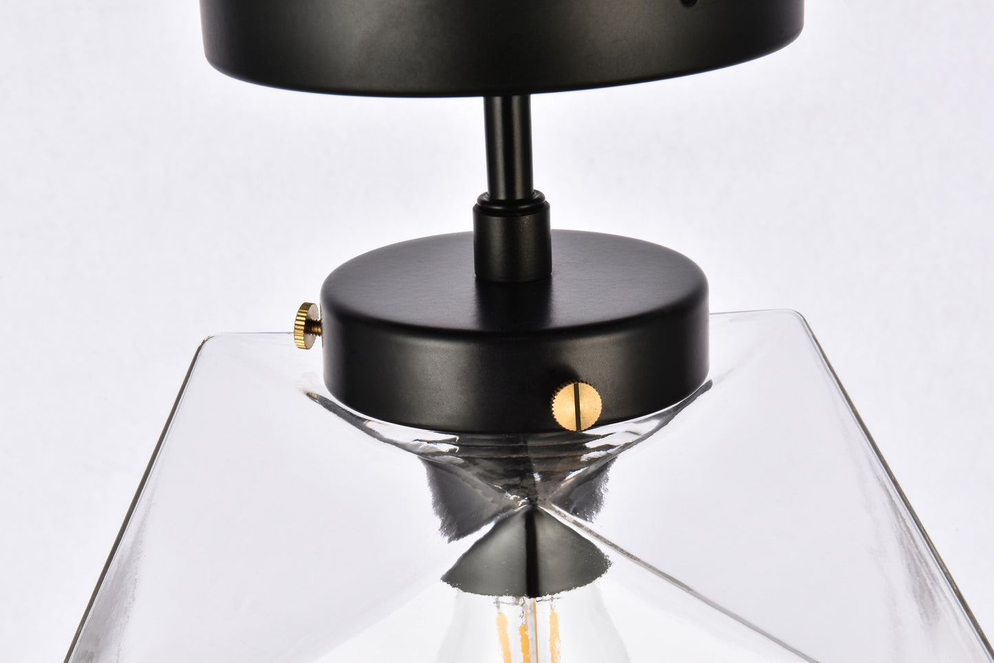 Lawrence 1 light black and clear glass flush mount