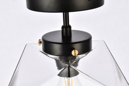 Lawrence 1 light black and clear glass flush mount