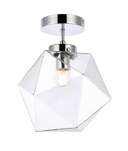 Lawrence 1 light chrome and clear glass flush mount