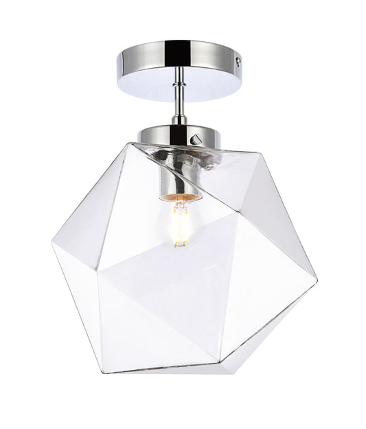 Lawrence 1 light chrome and clear glass flush mount