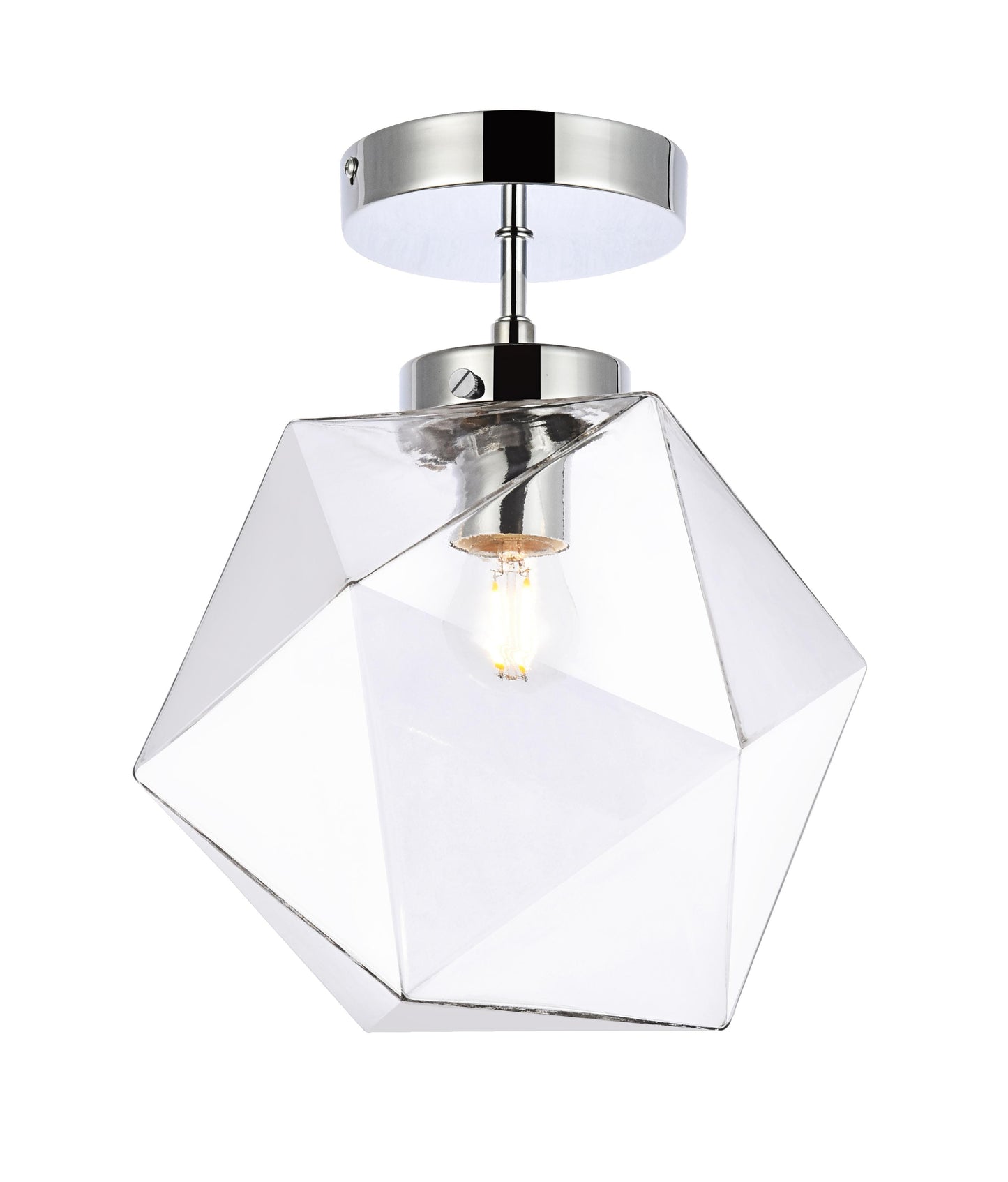 Lawrence 1 light chrome and clear glass flush mount