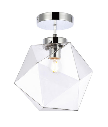 Lawrence 1 light chrome and clear glass flush mount