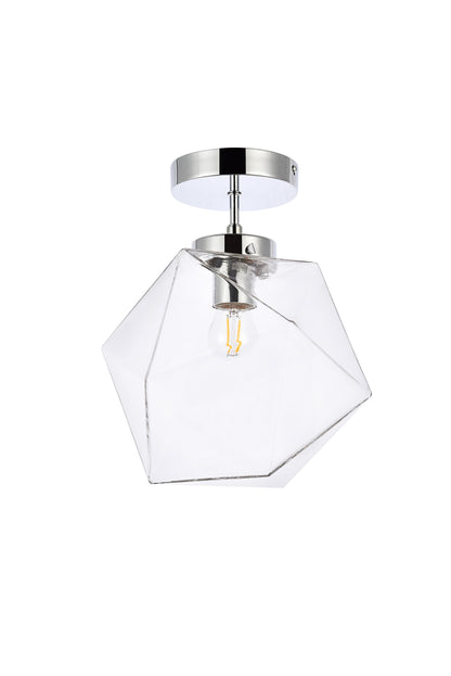 Lawrence 1 light chrome and clear glass flush mount