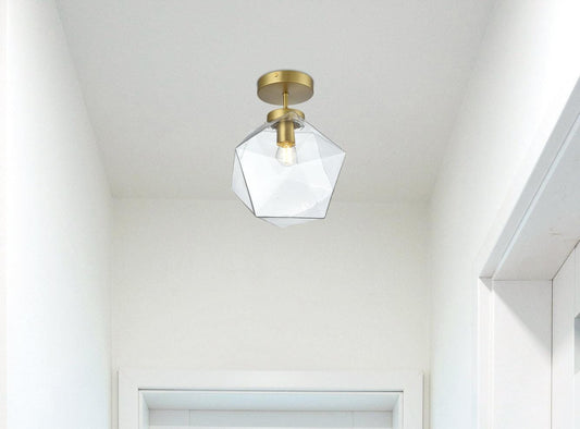Lawrence 10 Inch Flush Mount Clear Shade in Satin Gold