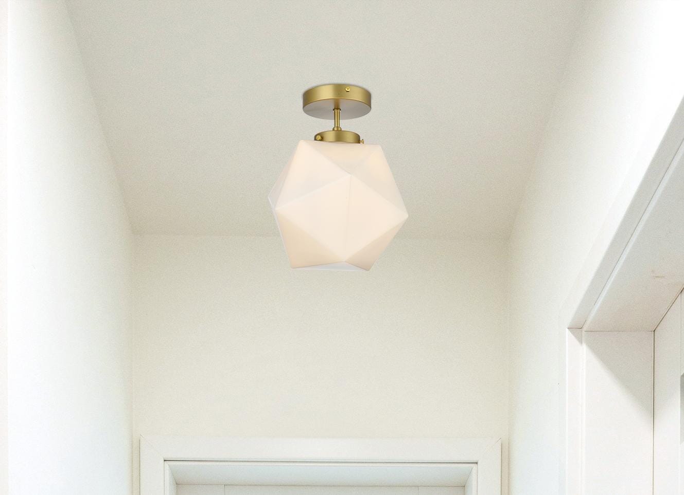 Lawrence 10 Inch Flush Mount Frosted White Shade in Satin Gold