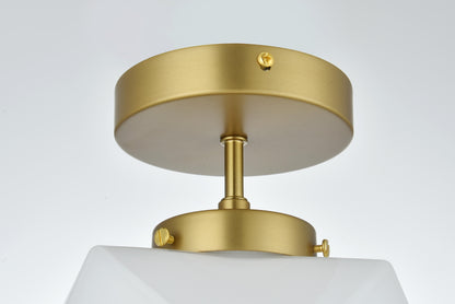Lawrence 10 Inch Flush Mount Frosted White Shade in Satin Gold