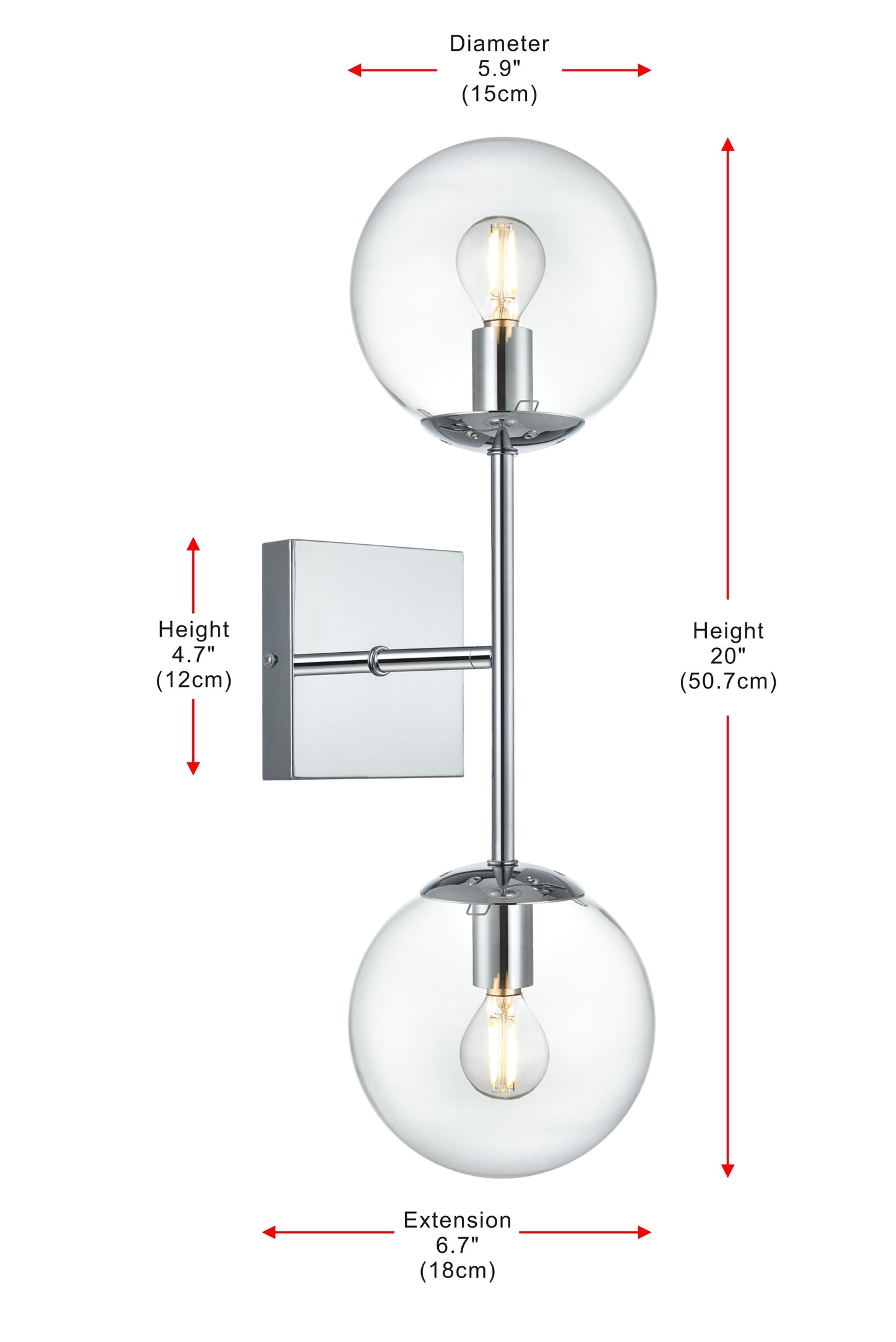 Neri 6 Inch Wall Sconce Clear Shade in Chrome