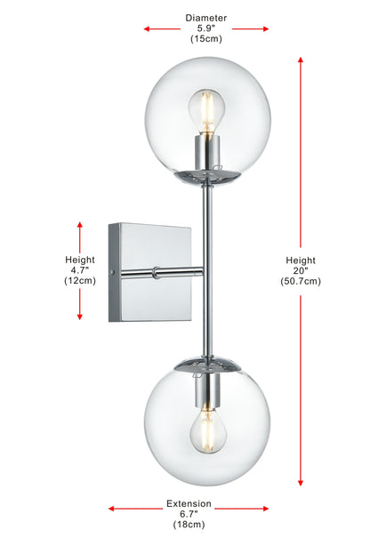 Neri 6 Inch Wall Sconce Clear Shade in Chrome