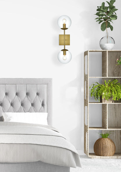 Neri 6 Inch Wall Sconce Clear Shade in Satin Gold