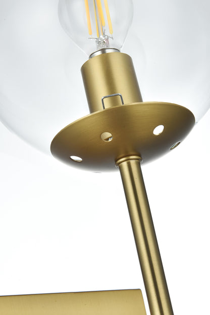Neri 6 Inch Wall Sconce Clear Shade in Satin Gold
