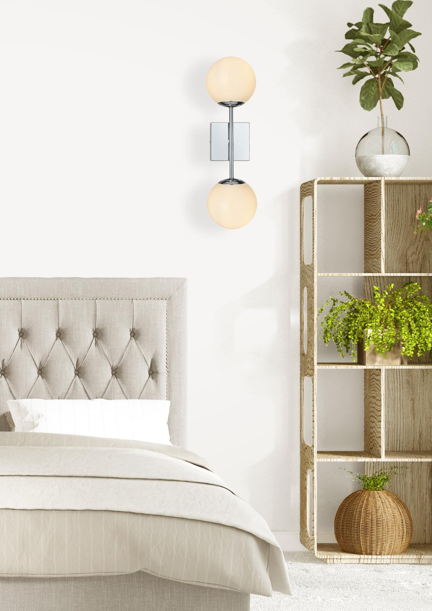 Neri 6 Inch Wall Sconce White Shade in Chrome