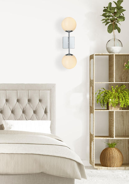 Neri 6 Inch Wall Sconce White Shade in Chrome