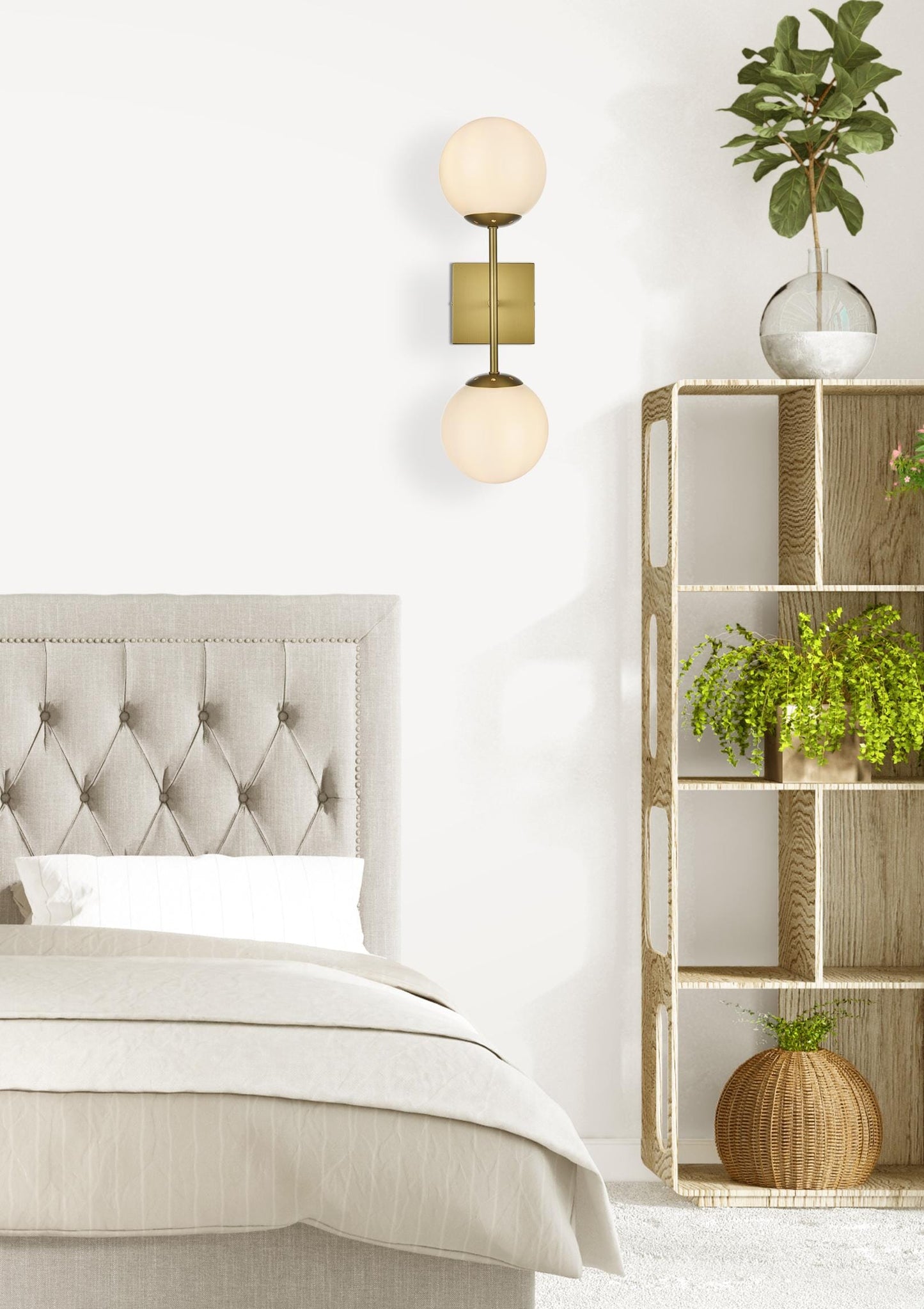 Neri 6 Inch Wall Sconce White Shade in Satin Gold