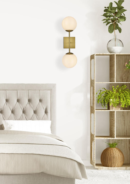 Neri 6 Inch Wall Sconce White Shade in Satin Gold