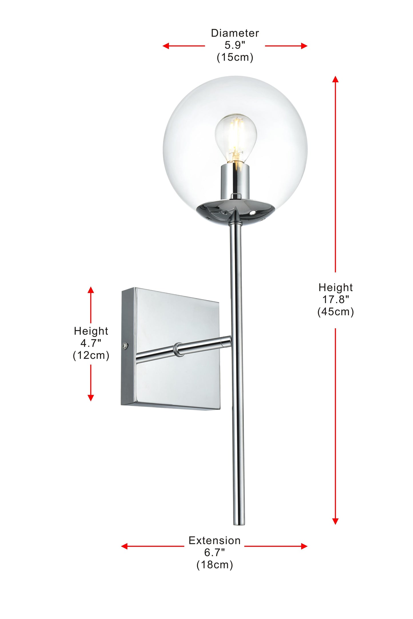 Neri 6 Inch Wall Sconce Clear Shade in Chrome