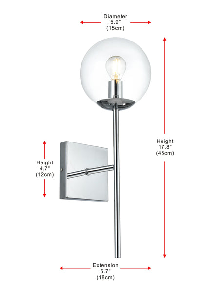 Neri 6 Inch Wall Sconce Clear Shade in Chrome