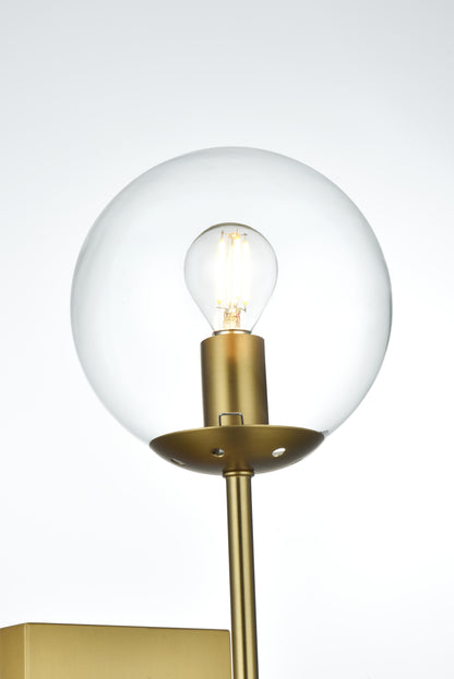 Neri 6 Inch Wall Sconce Clear Shade in Satin Gold