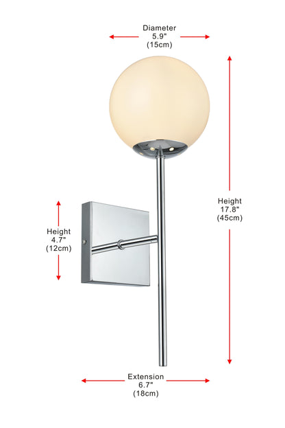 Neri 6 Inch Wall Sconce White Shade in Chrome