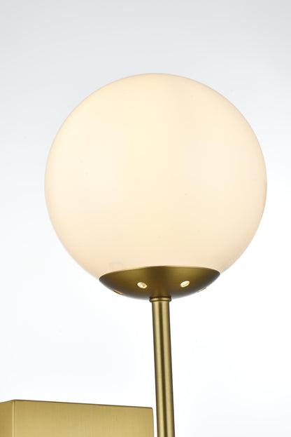 Neri 6 Inch Wall Sconce White Shade in Satin Gold