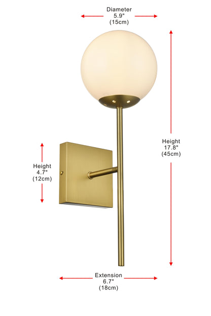 Neri 6 Inch Wall Sconce White Shade in Satin Gold