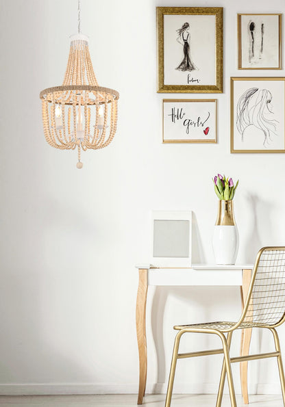 Jolie 16 inch Beaded Pendant in Beige