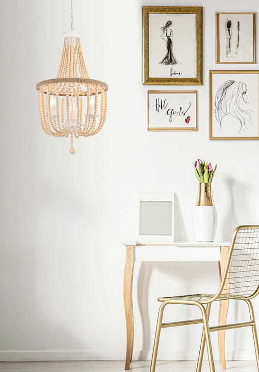 Jolie 16 inch Beaded Pendant in Beige