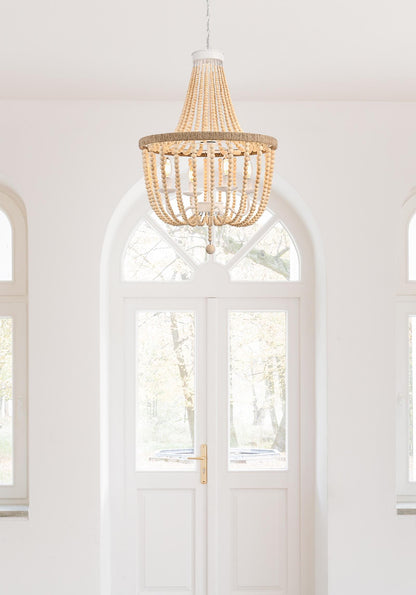 Jolie 20 inch Beaded Pendant in Beige