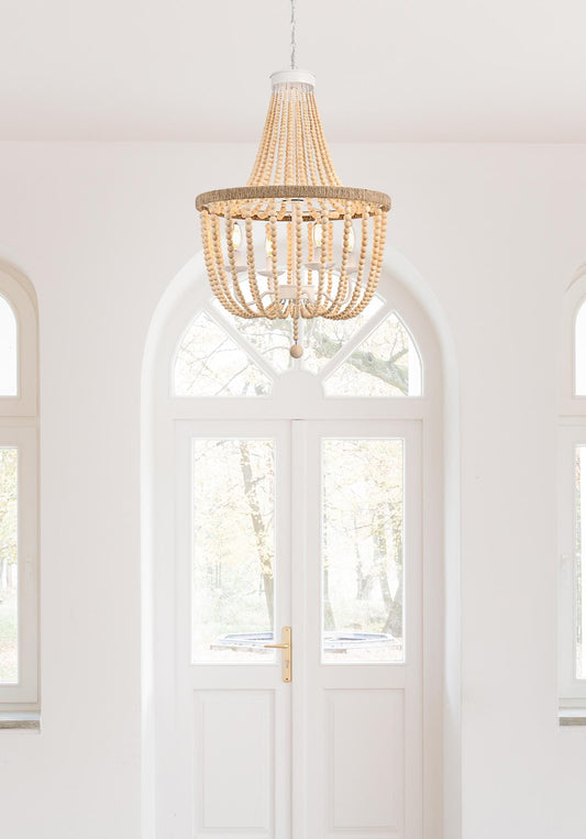 Jolie 20 inch Beaded Pendant in Beige