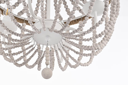 Jolie 20 inch Beaded Pendant in Antique White