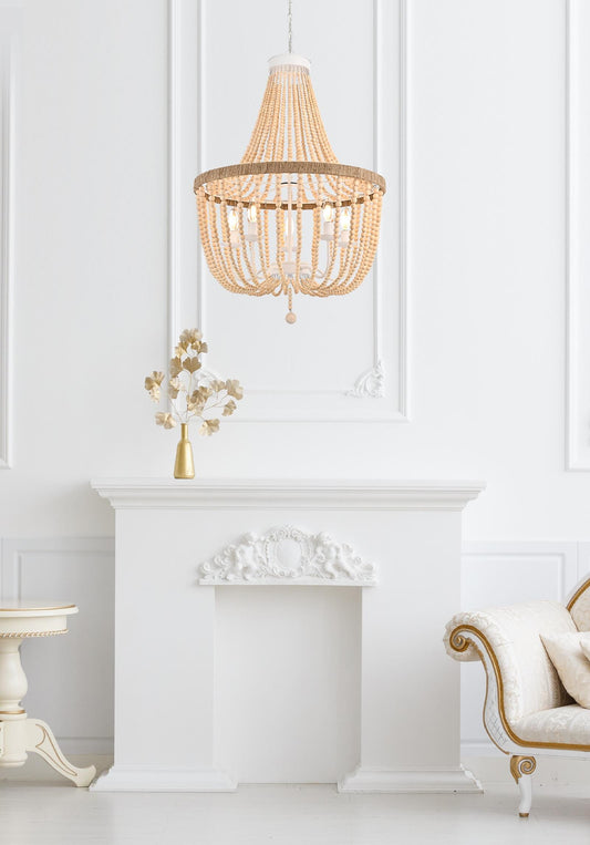 Jolie 24 inch Beaded Pendant in Beige